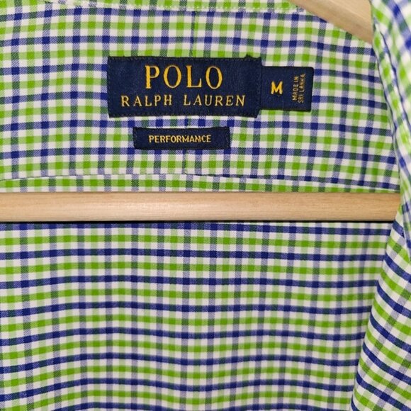 Polo Ralph Lauren Green Blue Check Mens Classic Fit Button Down Shirt Sz Medium - Picture 4 of 7